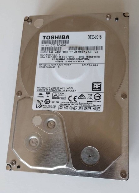 Toshiba sata3 HDD 6Gb/s 2Tb 100/100