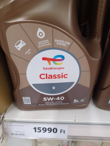 Total classic 9. 5w 40 5 liter motorolaj