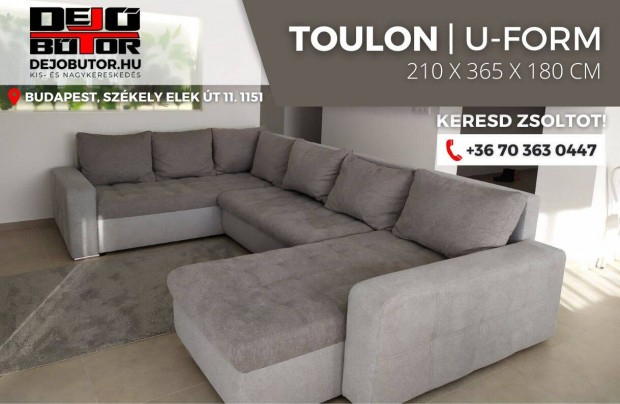 Toulon 2 ualak gray kanap szivacsos lgarnitra 210x365x180 cm