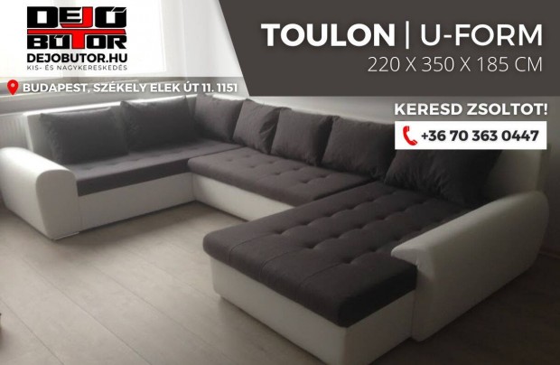 Toulon gray sarok szivacsos kanap lgarnitra 230x350x185 cm ualak
