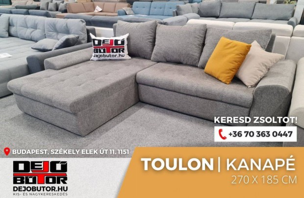 Toulon sarok kanap lgarnitra szivacsos 270x185 cm cuba 11 gray
