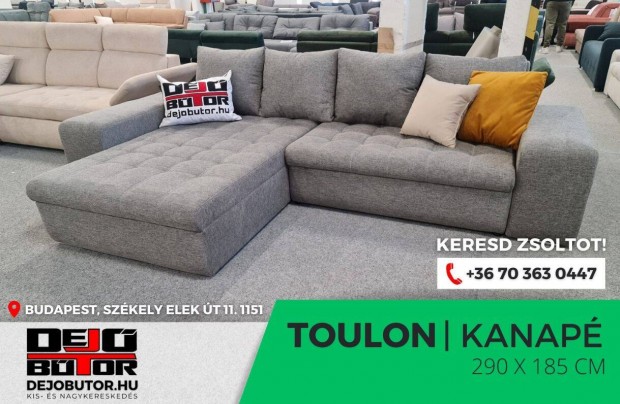 Toulon sarok kanap lgarnitra szivacsos 290x185 cm cuba 12 gray