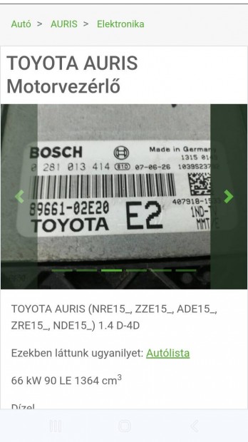 Toyota Auris 1 bosch motorvezérlő 1.4 d4d