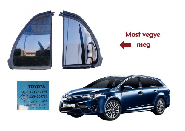 Toyota Avensis kombi T27 kis ablaküveg 43R006723 DOT24M101AS3
