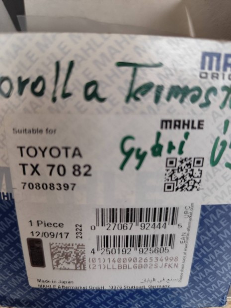 Toyota Corolla 1,4 thermosztt gyari