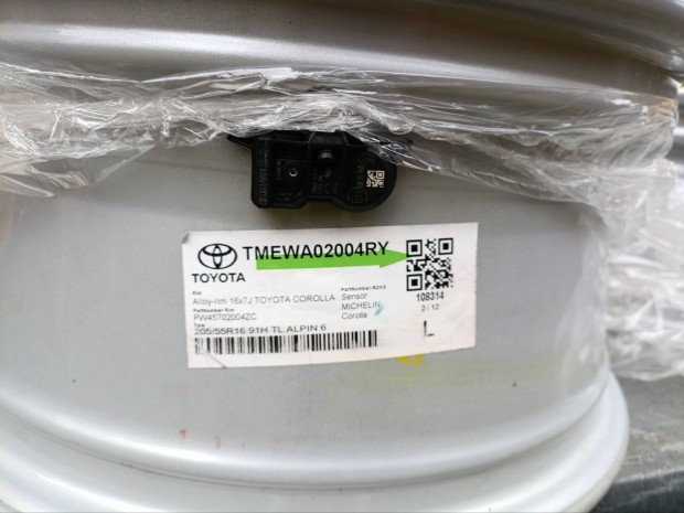 Toyota Corolla gy�ri r16' alufelni szenzorral 