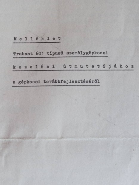 Trabant kezel�si �tmutat� mel�klet elad�