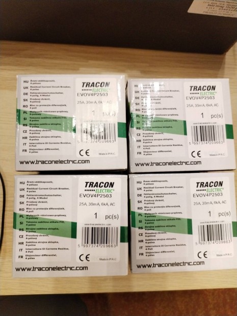 Tracon Evov4P2503 4P25A ram vdkapcsol Fi-Rel A osztly 