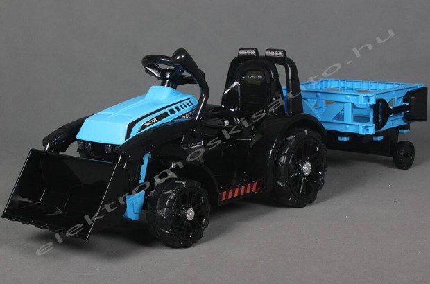 Traktor + trailer 6V kék elektromos kisautó a legkisebbeknek - Akciós!