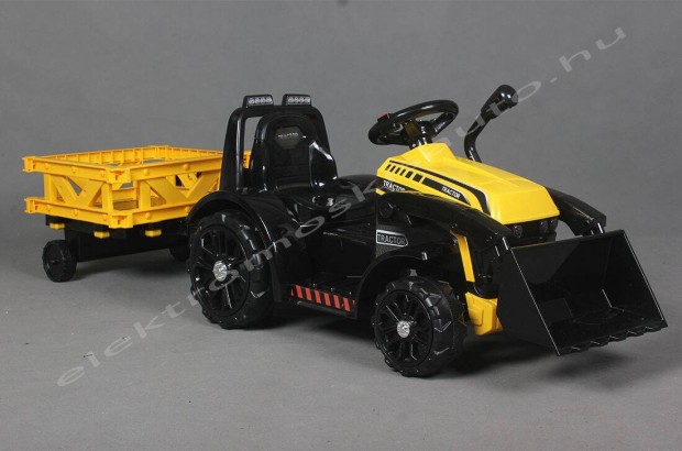 Traktor + trailer 6V sárga elektromos kisautó (max.20kg-ig) - Akciós!