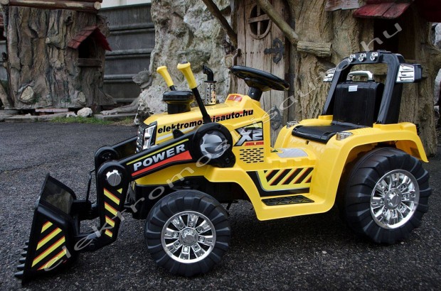 Traktor markolóval 12V sárga CAT típusú elektromos kisautó
