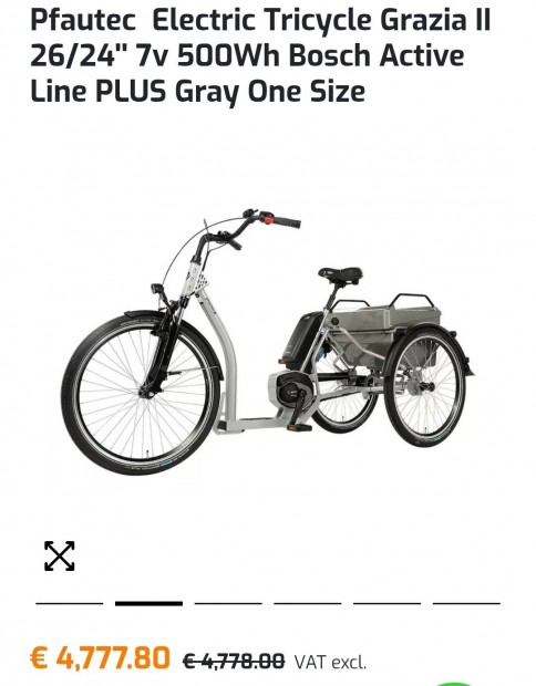Tricikli ebike elektromos 3 kerekű Bosch kerékpár