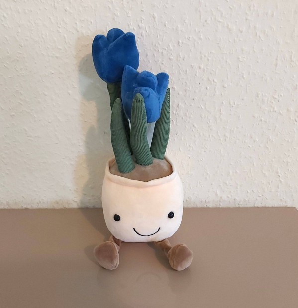 Tulipán plüss virág Anyák Napja 32 cm Új kék számlával