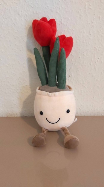 Tulipán plüss virág Valentin 32 cm Új készleten számlával piros