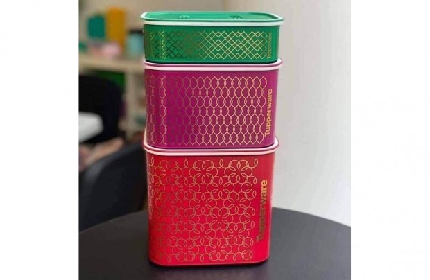 Tupperware arany mints Mindennapi szgletes szett 3db j, akcis