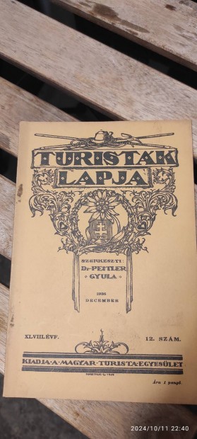 Turistak Lapja folyirat 1936 Decemberi szma + eredeti mellklet