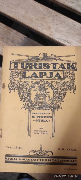 Turistak Lapja folyirat 1936 augusztus/szeptember 