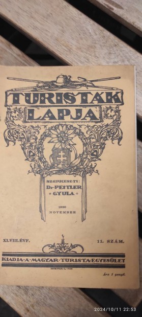 Turistak Lapja folyirat 1936 novemberi szma+eredeti mellklet 