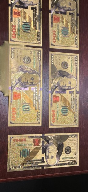 USA 100 Dollaros 24 karatos arannyal bevont bankjegy!