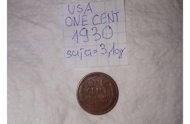 USA 1 cent 1930 nincs verdejel Rika J llapot
