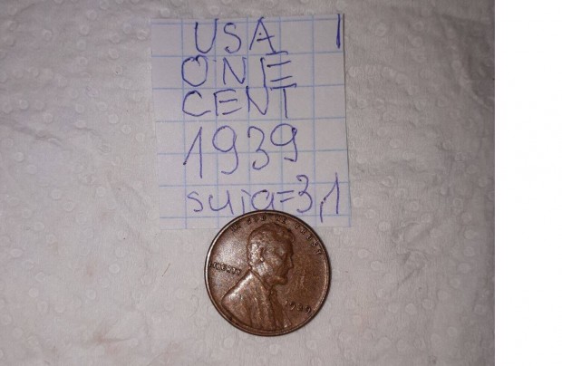 USA 1 cent 1939 Nagyon Szp