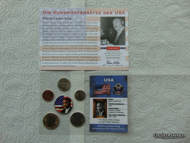 USA 6 darab cent - 1/2 dollr + certi Martin Luther