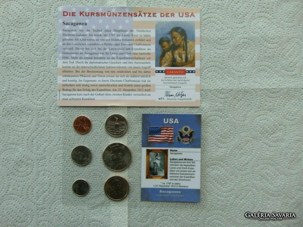 USA 6 darab cent - 1/2 dollr + certi Sacagawea indin