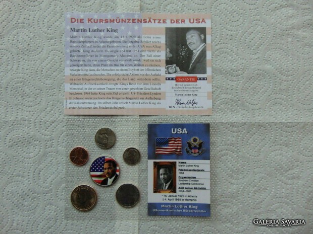 USA 6 darab cent - 1/2 dollr magyag bliszter + certi Martin Luther