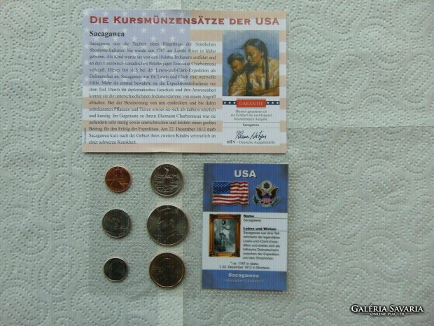 USA 6 darab cent - 1/2 dollr magyag bliszter + certi Sacagawea indi
