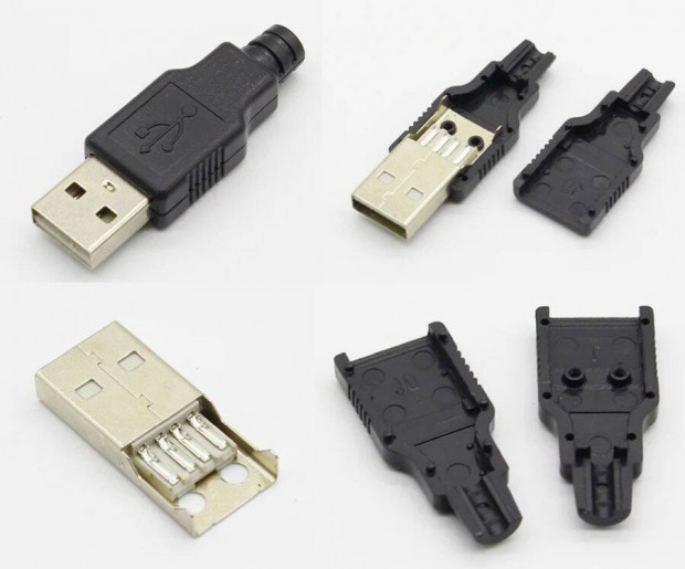 USB A szerlhet dug + Manyag hz, 4 pin