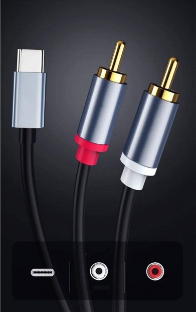 USB C Type - 2 RCA talakt Y RCA Sztere Eloszt Kbel