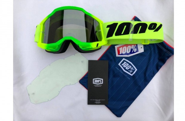 Új 100% Accuri 2 zöld/sárga, enduro, mx, cross szemüveg, védőszemüveg