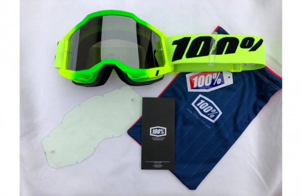 Új 100% Accuri 2 zöld/sárga, tükrös lencsés enduro, cross szemüveg