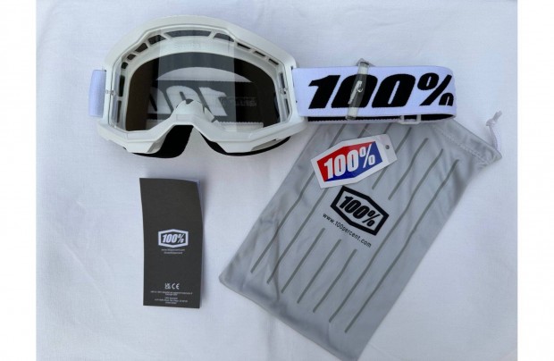 Új 100% Strata 2 fehér enduro, mx, cross szemüveg, védőszemüveg