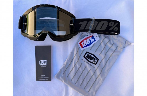 Új 100% Strata 2 fekete/szürke enduro mx, cross szemüveg, védőszemüveg