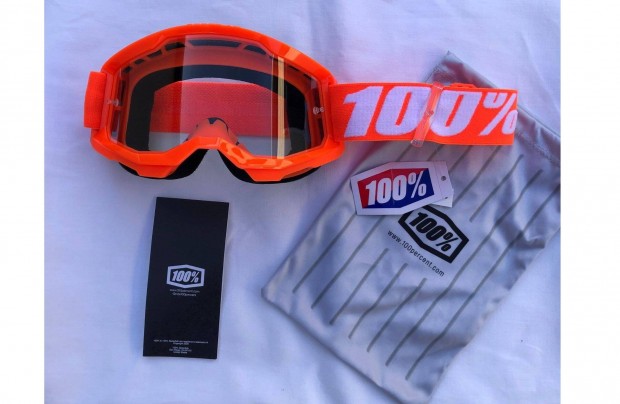 Új 100% Strata 2 narancs/fehér enduro, cross szemüveg, védőszemüveg