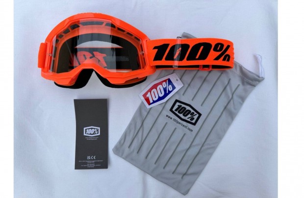 Új 100% Strata 2 narancs/fekete enduro, cross szemüveg, védőszemüveg