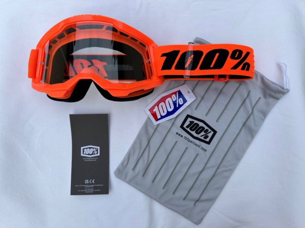 Új 100% Strata 2 narancssárga enduro, mx, cross szemüveg, védőszemüveg