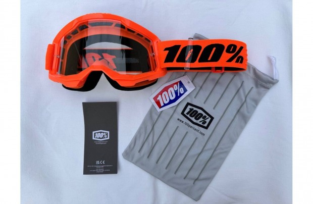 Új 100% Strata 2 narancssárga enduro, mx, cross szemüveg, védőszemüveg