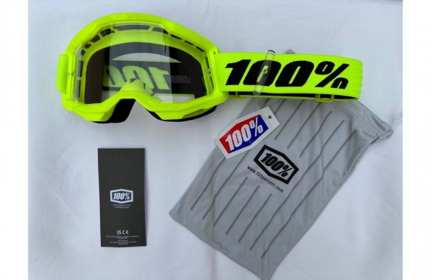 Új 100% Strata 2 sárga, enduro, cross szemüveg, védőszemüveg