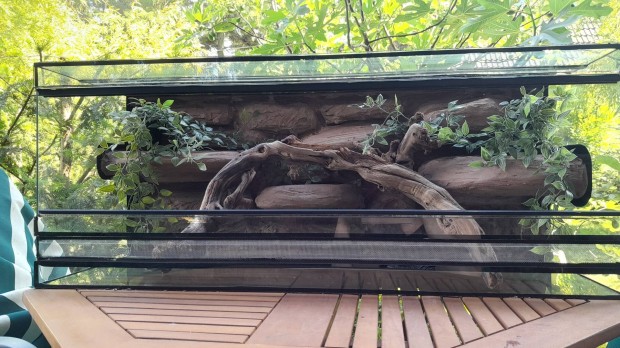 Új 100x40x40-es méretű terrárium beépített fix háttérrel