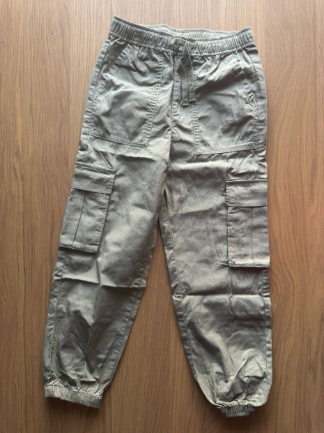 Új 128 7-8Y H&M Pamut Kargónadrág Gyerek Nadrág Hosszú Khaki Khakizöld