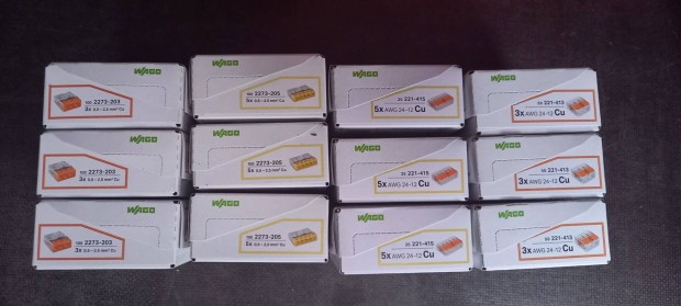 Új 12 doboz WAGO, kábelösszekötő elem - ingyen posta foxpost esetén