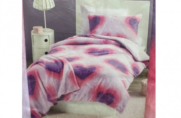 Új 135x200cm Next Pink Lila Rózsaszín Ombre Ágynemű Szív Mintás Szőrös