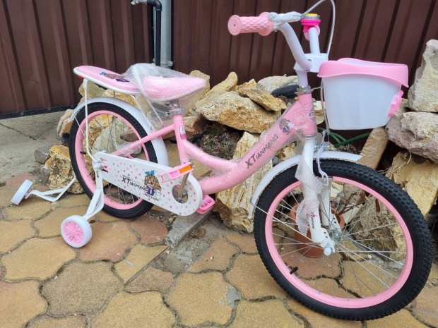 Új 18 colos kislány bicikli, kontra fékes, elöl kosárral és csengővel