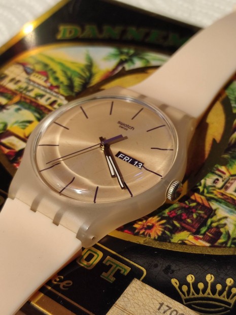 Új 2010 Swatch Day Date 42 mm korall őszibarack tok