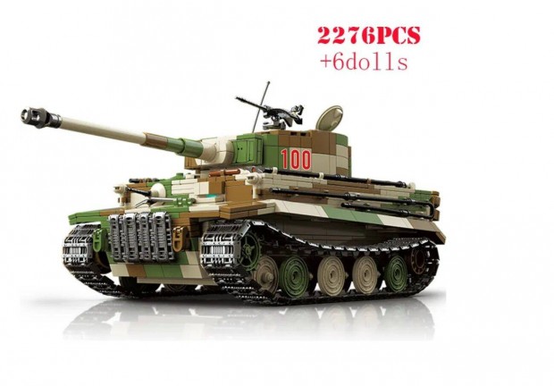 j 2276db. Hres kocka kompatibilis WWII. Tiger I. Tank + 6f - 34cm