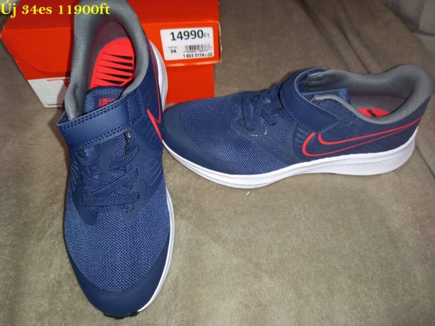 Új 34-es gyerek kék nike cipő, sportcipő, focicipő, teremcipő 11900f