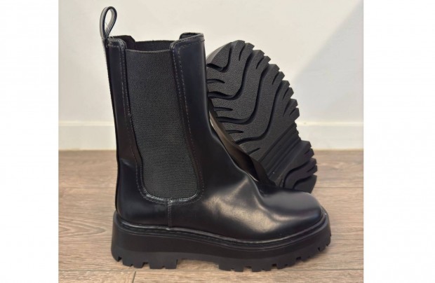 Uj 39 H&M Noi Fekete Bakancs Csizma Chelsea Boot Rugalmas Belebjs