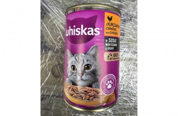 Uj 400 g Whiskas Nedves Tap Eledel Macska 1+ Csirkevel Konzerv 24db